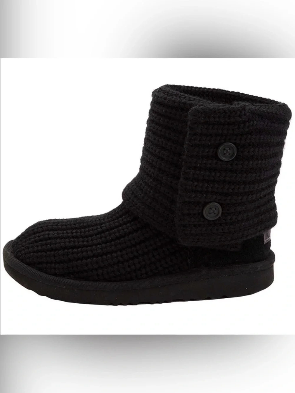 UGG Cardy II Comfort Youth Girls Size 12 Winter Boots Tall or Folded Black Knit
